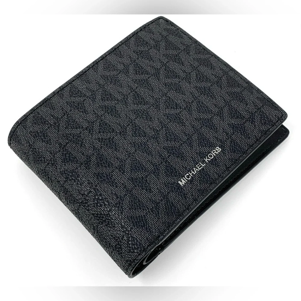 Michael Kors Black Signature Bi-Fold Card & Key Holder